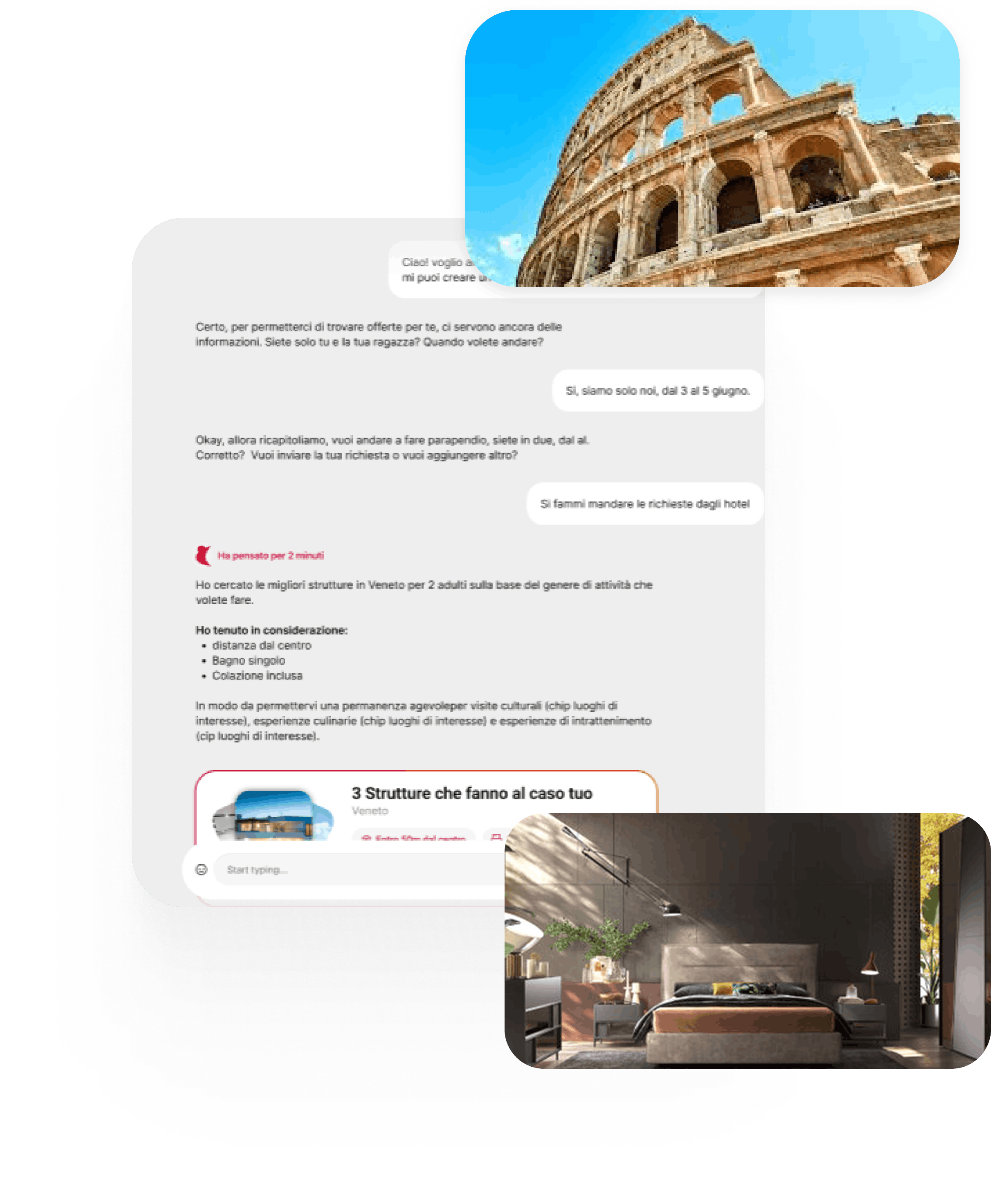 Chat con Icarooms: conversazione per trovare strutture e inviare richieste agli hotel